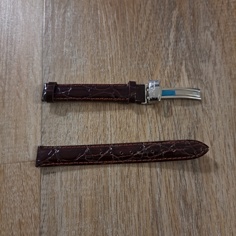 Joe Rodeo Dark Brown Burgundy Leather Watch Band Strap Silver Clasp 16mm